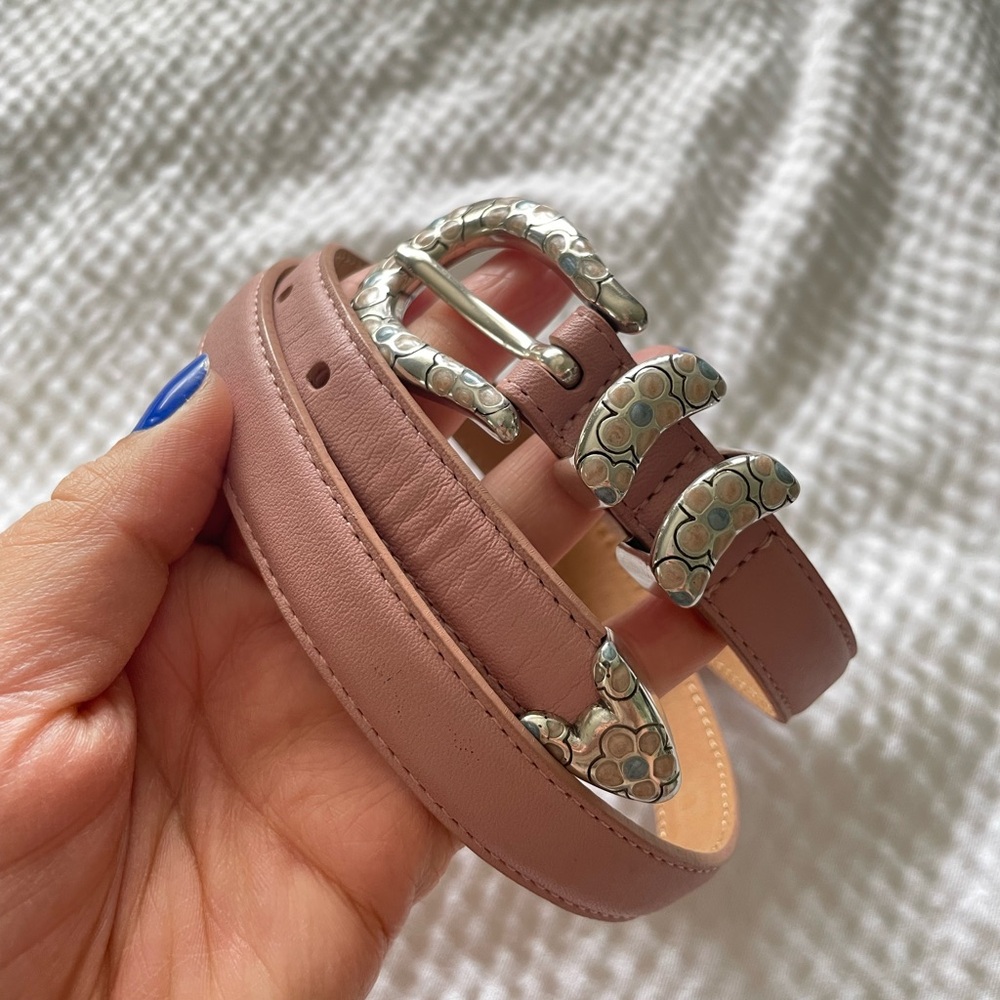 Brighton Pink Silver Floral Buckle Belt - Picture 3 of 7